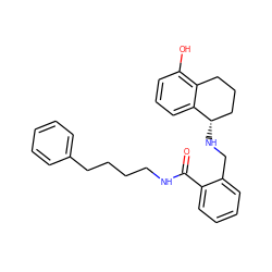 O=C(NCCCCc1ccccc1)c1ccccc1CN[C@H]1CCCc2c(O)cccc21 ZINC000013589135