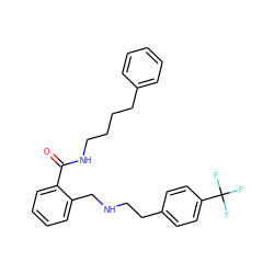 O=C(NCCCCc1ccccc1)c1ccccc1CNCCc1ccc(C(F)(F)F)cc1 ZINC000013589106