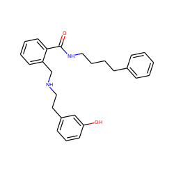 O=C(NCCCCc1ccccc1)c1ccccc1CNCCc1cccc(O)c1 ZINC000013589109