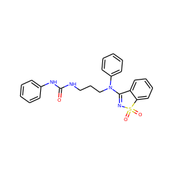 O=C(NCCCN(C1=NS(=O)(=O)c2ccccc21)c1ccccc1)Nc1ccccc1 ZINC000064549641