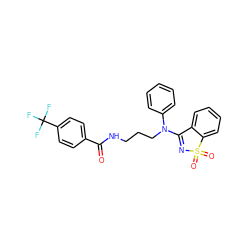 O=C(NCCCN(C1=NS(=O)(=O)c2ccccc21)c1ccccc1)c1ccc(C(F)(F)F)cc1 ZINC000064559044