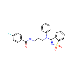 O=C(NCCCN(C1=NS(=O)(=O)c2ccccc21)c1ccccc1)c1ccc(F)cc1 ZINC000064559377