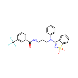 O=C(NCCCN(C1=NS(=O)(=O)c2ccccc21)c1ccccc1)c1cccc(C(F)(F)F)c1 ZINC000064559897