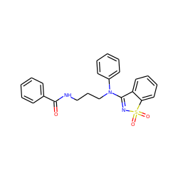 O=C(NCCCN(C1=NS(=O)(=O)c2ccccc21)c1ccccc1)c1ccccc1 ZINC000064559376