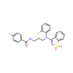 O=C(NCCCN(C1=NS(=O)(=O)c2ccccc21)c1ccccc1F)c1ccc(F)cc1 ZINC000064549040