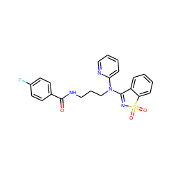 O=C(NCCCN(C1=NS(=O)(=O)c2ccccc21)c1ccccn1)c1ccc(F)cc1 ZINC000064573774