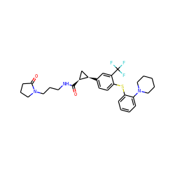 O=C(NCCCN1CCCC1=O)[C@H]1C[C@H]1c1ccc(Sc2ccccc2N2CCCCC2)c(C(F)(F)F)c1 ZINC000028098409