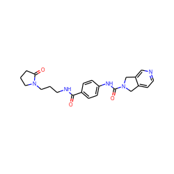 O=C(NCCCN1CCCC1=O)c1ccc(NC(=O)N2Cc3ccncc3C2)cc1 ZINC000166243566