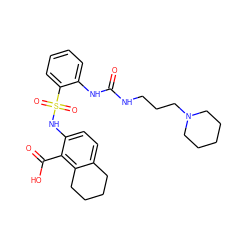 O=C(NCCCN1CCCCC1)Nc1ccccc1S(=O)(=O)Nc1ccc2c(c1C(=O)O)CCCC2 ZINC000014964718