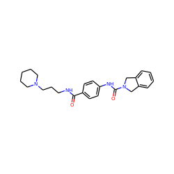 O=C(NCCCN1CCCCC1)c1ccc(NC(=O)N2Cc3ccccc3C2)cc1 ZINC000166687968