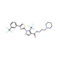 O=C(NCCCN1CCCCC1)c1cnn(-c2nc(-c3cccc(C(F)(F)F)c3)cs2)c1C(F)(F)F ZINC000027332438