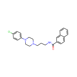 O=C(NCCCN1CCN(c2ccc(Cl)cc2)CC1)c1ccc2ccccc2c1 ZINC000011909590