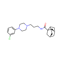 O=C(NCCCN1CCN(c2cccc(Cl)c2)CC1)C12C[C@@H]3CC1C[C@H](C3)C2 ZINC000100840412