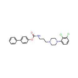 O=C(NCCCN1CCN(c2cccc(Cl)c2Cl)CC1)Oc1ccc(-c2ccccc2)cc1 ZINC001772584661