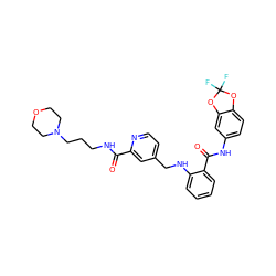 O=C(NCCCN1CCOCC1)c1cc(CNc2ccccc2C(=O)Nc2ccc3c(c2)OC(F)(F)O3)ccn1 ZINC000028951754