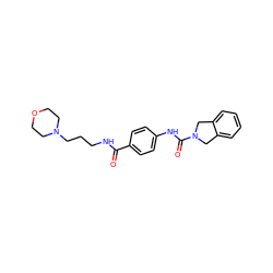 O=C(NCCCN1CCOCC1)c1ccc(NC(=O)N2Cc3ccccc3C2)cc1 ZINC000166216030