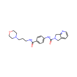 O=C(NCCCN1CCOCC1)c1ccc(NC(=O)N2Cc3cccnc3C2)cc1 ZINC000167135875