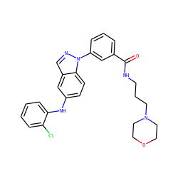 O=C(NCCCN1CCOCC1)c1cccc(-n2ncc3cc(Nc4ccccc4Cl)ccc32)c1 ZINC000096906418