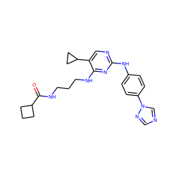 O=C(NCCCNc1nc(Nc2ccc(-n3cncn3)cc2)ncc1C1CC1)C1CCC1 ZINC000095561344