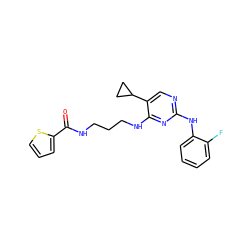 O=C(NCCCNc1nc(Nc2ccccc2F)ncc1C1CC1)c1cccs1 ZINC000095561310