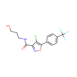 O=C(NCCCO)c1noc(-c2ccc(C(F)(F)F)cc2)c1Cl ZINC000066098384