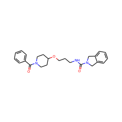 O=C(NCCCOC1CCN(C(=O)c2ccccc2)CC1)N1Cc2ccccc2C1 ZINC000167132640