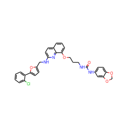 O=C(NCCCOc1cccc2ccc(NCc3ccc(-c4ccccc4Cl)o3)nc12)Nc1ccc2c(c1)OCO2 ZINC000028370334