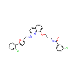 O=C(NCCCOc1cccc2ccc(NCc3ccc(-c4ccccc4Cl)o3)nc12)c1cccc(Cl)c1 ZINC000028390537