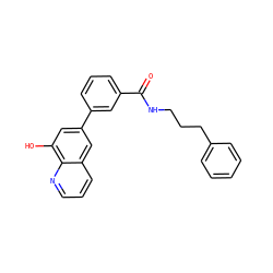 O=C(NCCCc1ccccc1)c1cccc(-c2cc(O)c3ncccc3c2)c1 ZINC000653721756