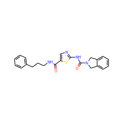 O=C(NCCCc1ccccc1)c1cnc(NC(=O)N2Cc3ccccc3C2)s1 ZINC000166293254