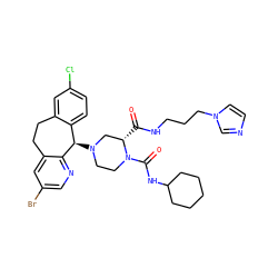 O=C(NCCCn1ccnc1)[C@H]1CN([C@@H]2c3ccc(Cl)cc3CCc3cc(Br)cnc32)CCN1C(=O)NC1CCCCC1 ZINC000028567855