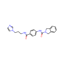 O=C(NCCCn1ccnc1)c1ccc(NC(=O)N2Cc3ccccc3C2)cc1 ZINC000166710386