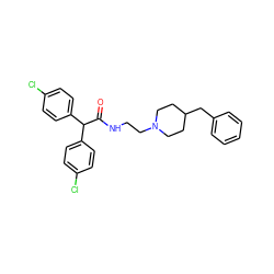 O=C(NCCN1CCC(Cc2ccccc2)CC1)C(c1ccc(Cl)cc1)c1ccc(Cl)cc1 ZINC000473135770