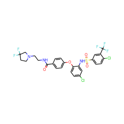 O=C(NCCN1CCC(F)(F)C1)c1ccc(Oc2ccc(Cl)cc2NS(=O)(=O)c2ccc(Cl)c(C(F)(F)F)c2)cc1 ZINC000082138007