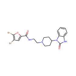 O=C(NCCN1CCC(n2c(=O)[nH]c3ccccc32)CC1)c1cc(Br)c(Br)o1 ZINC000043202324