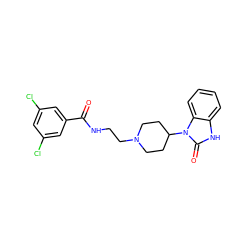 O=C(NCCN1CCC(n2c(=O)[nH]c3ccccc32)CC1)c1cc(Cl)cc(Cl)c1 ZINC000058540872