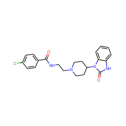 O=C(NCCN1CCC(n2c(=O)[nH]c3ccccc32)CC1)c1ccc(Cl)cc1 ZINC000058563835