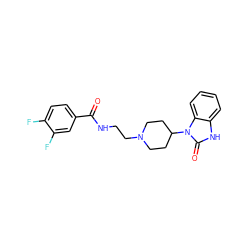 O=C(NCCN1CCC(n2c(=O)[nH]c3ccccc32)CC1)c1ccc(F)c(F)c1 ZINC000058581592