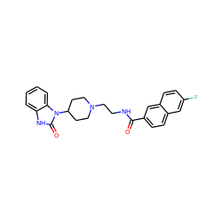 O=C(NCCN1CCC(n2c(=O)[nH]c3ccccc32)CC1)c1ccc2cc(F)ccc2c1 ZINC000040429199