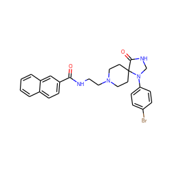 O=C(NCCN1CCC2(CC1)C(=O)NCN2c1ccc(Br)cc1)c1ccc2ccccc2c1 ZINC000064426339