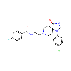 O=C(NCCN1CCC2(CC1)C(=O)NCN2c1ccc(Cl)cc1)c1ccc(F)cc1 ZINC000064437264