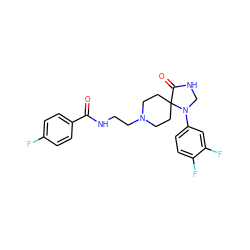 O=C(NCCN1CCC2(CC1)C(=O)NCN2c1ccc(F)c(F)c1)c1ccc(F)cc1 ZINC000064448762