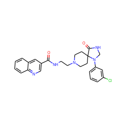 O=C(NCCN1CCC2(CC1)C(=O)NCN2c1cccc(Cl)c1)c1cnc2ccccc2c1 ZINC000064415778