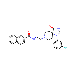 O=C(NCCN1CCC2(CC1)C(=O)NCN2c1cccc(F)c1)c1ccc2ccccc2c1 ZINC000064245736