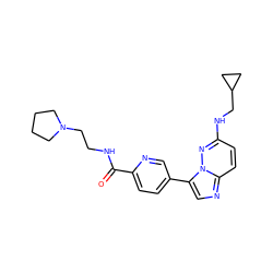 O=C(NCCN1CCCC1)c1ccc(-c2cnc3ccc(NCC4CC4)nn23)cn1 ZINC000072175762