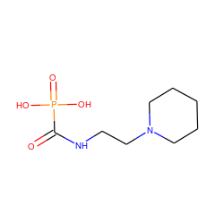 O=C(NCCN1CCCCC1)P(=O)(O)O ZINC000072109712