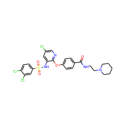 O=C(NCCN1CCCCC1)c1ccc(Oc2ncc(Cl)cc2NS(=O)(=O)c2ccc(Cl)c(Cl)c2)cc1 ZINC000073167775