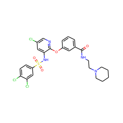 O=C(NCCN1CCCCC1)c1cccc(Oc2ncc(Cl)cc2NS(=O)(=O)c2ccc(Cl)c(Cl)c2)c1 ZINC000073195606