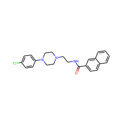 O=C(NCCN1CCN(c2ccc(Cl)cc2)CC1)c1ccc2ccccc2c1 ZINC000056965928