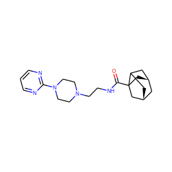 O=C(NCCN1CCN(c2ncccn2)CC1)C12C[C@@H]3CC1C[C@H](C3)C2 ZINC000100840396